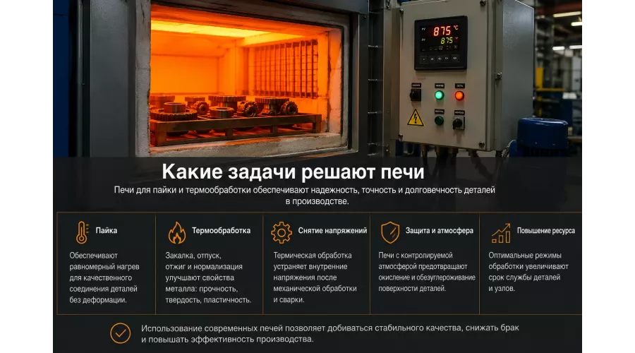 Печи для пайки и термообработки деталей: назначение, режимы и особенности выбора Печи для пайки и термообработки деталей: назначение, режимы и особенности выбора