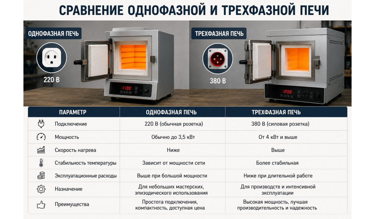 Однофазная или трехфазная печь - что выбрать Однофазная или трехфазная печь - что выбрать